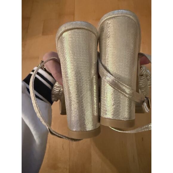 NEW Gold Bow Ankle Strap Bow Stacked Platform Heel 40/9 - Picture 4 of 4